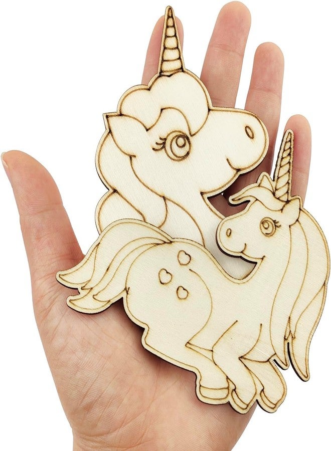 Cliths 32 Pcs MDF Wooden Unicorn and Rainbow Cutouts for DIY Crafts Unfinished Shapes to Paint Craft Ornaments for Kids Unicorn Birthday Party Gift Tags Home Decoration Craft Projects - Image 3